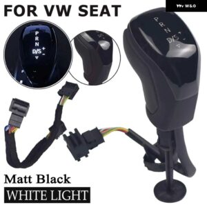 自動 ギアシフト ノブ VW ゴルフ MK6 MK7 パサート B7 B8 ティグアン MK2 トゥアレグ CC シロッコ シュコダ オクタビア シート LED 電子部品 - Black Matt-WHITE