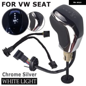 自動 ギアシフト ノブ VW ゴルフ MK6 MK7 パサート B7 B8 ティグアン MK2 トゥアレグ CC シロッコ シュコダ オクタビア シート LED 電子部品 - WHITE-Chrome
