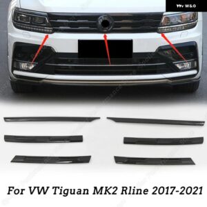 フロントバンパー メッシュセンターグリルグリルモールド ストリップ カバー ステッカー トリム VW ティグアン MK2 RLINE 2017-2021 カー - Up
