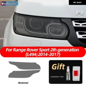 2個 ヘッドライト フィルムフロントライトクリアスモークブラック TPU ステッカー レンジローバー スポーツ L494 2014-2022 - 14-17 Smoked black