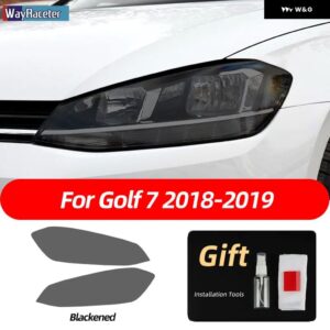 スモークブラック TPU ステッカー ヘッドライト フィルム VW ゴルフ 7 8 シロッコティグアン パサート B8 トゥアレグ CR CC アルテオンビートル - Golf 7 18-19