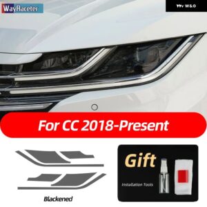 スモークブラック TPU ステッカー ヘッドライト フィルム VW ゴルフ 7 8 シロッコティグアン パサート B8 トゥアレグ CR CC アルテオンビートル - CC 18-On