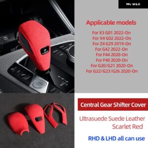 トップスエード ラップ ギアシフト ノブトリム カバー F40 F44 Z4 G29 G22 G23 G26 G20 G21 G42 2023 M パフォーマンス - Scarlet Red