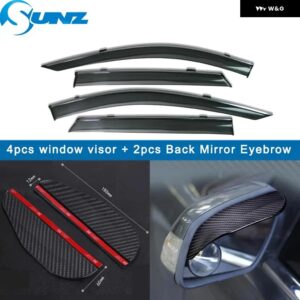 サイドウィンドウ バイザー MG ZS EV ASTOR 2017-24 サンレインガードウェザーシールド ウィンドウ ディフレクター - Chrome Strip-Carbon