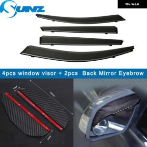 ウィンドウ ディフレクターブリリアンス V3 2015-24 ウィンドウ バイザーウェザーシールド サンレインガード - Chrome Strip-Carbon