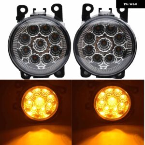 2Xカースタイリング 12V 強力なアウター 90MM LED フォグライト フォーカス MK2/3 フュージョンフィエスタ MK7 H11 ソケットハロゲンランプ - LED-Yellow