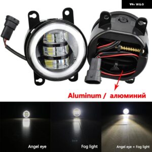 スズキ 2個 フロント フォグライト エンジェルアイ DRL LED フォグランプ 12V ジムニー GRAND VITARA スウィフト SX4 - Aluminum-Angel eye