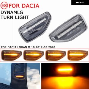 2個 ダイナミック アンバー LED サイドウィンカーウインカー ライト DACIA LOGAN II SANDERO DUSTER 2018 カースタイリング インジケータ ー信号灯 - Dynamic Model B