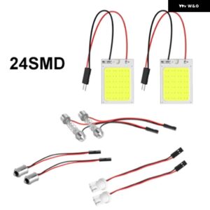 2個 パネル LED ドーム読書灯マップランプ COB 18 24 36 48SMD 車内ライト自動電球 C5W フェストゥーン BA9S T4W T10 LED アダプター - 24SMD