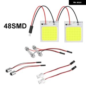 2個 パネル LED ドーム読書灯マップランプ COB 18 24 36 48SMD 車内ライト自動電球 C5W フェストゥーン BA9S T4W T10 LED アダプター - 48SMD