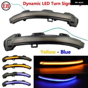 2個 車 ダイナミック LED ウィンカーライト バックミラー ウインカー インジケータ VW パサート B8 ARTEON 2015-19 - Yellow-Blue