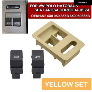 電動ウィンドウ コントロール スイッチ VW ポロハッチバック LUPO シート コルドバシート イビサ 6N2 6X0 959 855B 6X0959855B - Yellow Set