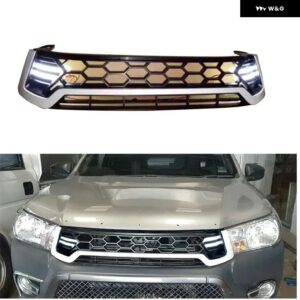 独自のデザイン LED グリル ピックアップ トラック フロント グリル グリル ハイラックス REVO SR5 M70 M80 2015-17 フロント グリル マット - WHITE