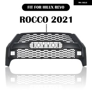 フロントグリル ハイラックスグリルハイラックス REVO ロッコ 2021 アクセサリーフロントバンパー メッシュカバー グリルトリム - NO LED Silver Letter