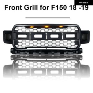 F150 グリルメッシュ F-150 2018 2019 2020 フロントレーシンググリル トリムフロントバンパー メッシュグリルカバー - black