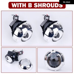 3インチ BI LED プロジェクターレンズ ヘッドライト HELLA 3R G5 6000K オートランプ 120ワット エンジェルアイズ カーライト RETROKIT 双曲面レンズ - With B Shrouds