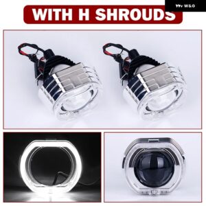 3.0インチ BI LED プロジェクターレンズ ハローライト H4 H7 9005 9006 ヘッドライト HELLA 3R エンジェルアイズ 高低ビーム LED オートランプキット - With H Shrouds