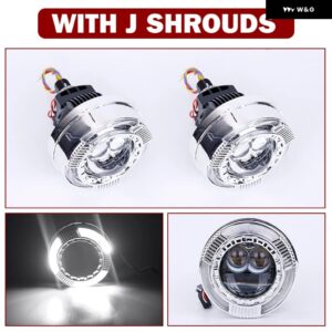 3インチ 100ワット 6000 K バイ LED プロジェクターレンズ デュアル双曲面レンズ HELLA 3R H4 H7 9005/9006 車アップグレード RETROKITS ターボファン - With J Shrouds