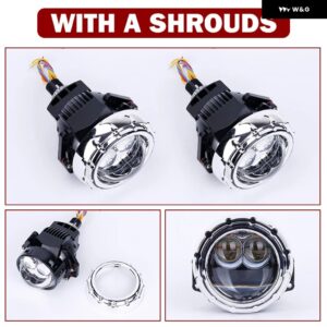 3インチ 100ワット 6000 K バイ LED プロジェクターレンズ デュアル双曲面レンズ HELLA 3R H4 H7 9005/9006 車アップグレード RETROKITS ターボファン - With A Shrouds