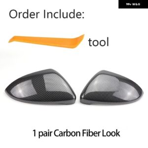 カーボンパターン ブラックサイド ミラー カバー キャップの交換 VW ゴルフ 7 MK7 MK7.5 GTI R GTE GTD 13-20 - Carbon Fiber Look