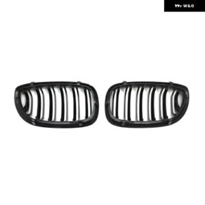 フロント バンパー グリル キドニー レーシンググリル E46 クーペカブリオ 325CI 330CI LCI 2 ドア 03-06 ダブルスラット交換グリル - all black