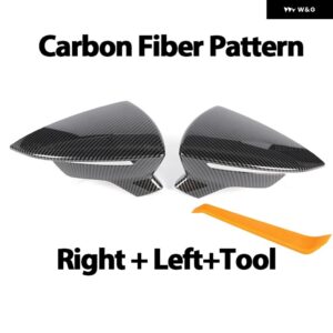 カーボンバック ミラー キャップ ウイング サイド ミラー カバー シートレオンライオン 5F III イビサ 6F V KJ1 アロナ KJ7 カーボンルックブラック - Carbon fiber pattern