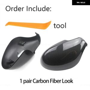ABS サイドドア ミラー カバー シートイビサ MK3 6L 2002-2008 ホーン明黒自動 外装 サイド ミラー カバー ツール - Carbon Fiber Look