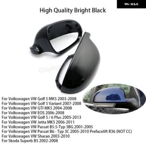 カーボンルックサイド ウイング ミラー カバー VW ゴルフ 7.5 MK7 7 GTD R GTI 6 パサート B7 CC シロッコポロ 6R 6C MK6 キャップ ジェッタ 6 MKVI - Black -4