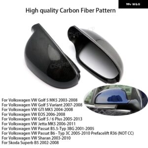 カーボンルックサイド ウイング ミラー カバー VW ゴルフ 7.5 MK7 7 GTD R GTI 6 パサート B7 CC シロッコポロ 6R 6C MK6 キャップ ジェッタ 6 MKVI - Carbon Fiber Look -4