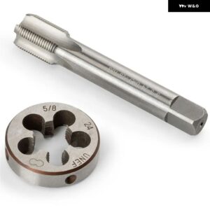 HSS 1/2-28 UNEF 5/8-24 UNEF ハンドタップラウンドダイカット右手タッピング切削工具 金属 加工タップダイツールセット - B