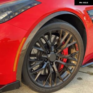 ペア前輪 トリム フェンダー コルベット C7 2014-2019 カーボンルック黒アーチモールドフレア GM スタイル - Carbon fiber style