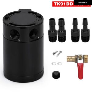 オイルキャッチ缶 コンパクトバッフル付 2ポート/3ポート アルミ リザーバー オイルキャッチタンク 燃料タンク部品 2穴通気性ケトル - 2Port 4fitting DV