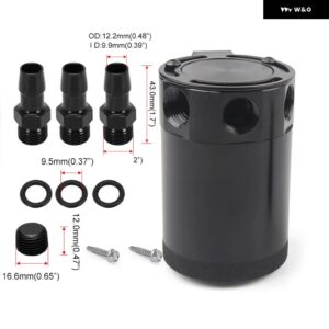 オイルキャッチ缶 コンパクトバッフル付 2ポート/3ポート アルミ リザーバー オイルキャッチタンク 燃料タンク部品 2穴通気性ケトル - 3Port