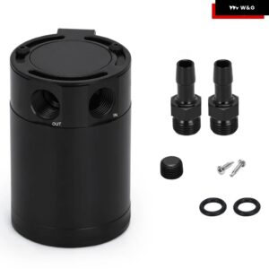 オイルキャッチ缶 コンパクトバッフル付 2ポート/3ポート アルミ リザーバー オイルキャッチタンク 燃料タンク部品 2穴通気性ケトル - 2Port 2fitting
