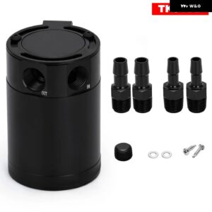オイルキャッチ缶 コンパクトバッフル付 2ポート/3ポート アルミ リザーバー オイルキャッチタンク 燃料タンク部品 2穴通気性ケトル - 2Port 4fitting