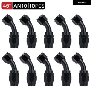 10個 ブラック AN6 8 10 ストレート 45 90 度オイル燃料スイベル ホースエンド フィッティング オイルホース エンド アダプター キット - AN10 45 degree