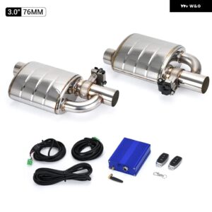 2.5インチ /3インチ 63/76MM マフラーテールチップ パイプ デュアル電動排気カットアウトバルブ リモートコントローラーキット キャットバック縦樋 - 3.0 INCH