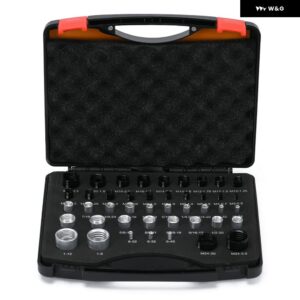 44PCSナット アンプ ボルトねじチェッカーツールメートル 法ねじ山チェッカーツールオスメスゲージ ボックス ボルト/ナット識別ゲージ 収納 ボックス 付き - EMK25-5