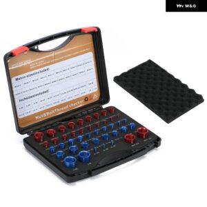 44PCSナット アンプ ボルトねじチェッカーツールメートル 法ねじ山チェッカーツールオスメスゲージ ボックス ボルト/ナット識別ゲージ 収納 ボックス 付き - EMK25RB-5