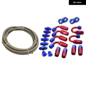 AN-6 ネス/編組 5メートル AN6 ステンレス オイル/燃料オイルラインライン + ホースエンド アダプター キット + AN6ポート プラグ - with 2 separators