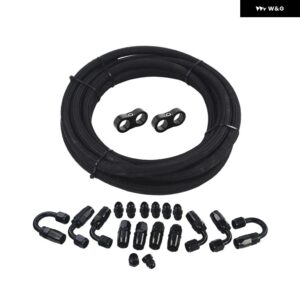 AN-6 ネス/編組 5メートル AN6 ステンレス オイル/燃料オイルラインライン + ホースエンド アダプター キット + AN6ポート プラグ - with 2 separators2