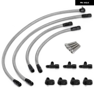 AN4 エンジン 蒸気ベントホースキット ステンレス 編組/黒ナイロンホース LS LSX LS1 LS2 LS6 LM7 フロントリアベント用 - Silver