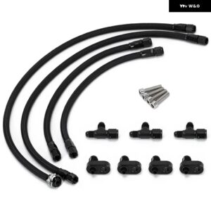 AN4 エンジン 蒸気ベントホースキット ステンレス 編組/黒ナイロンホース LS LSX LS1 LS2 LS6 LM7 フロントリアベント用 - black