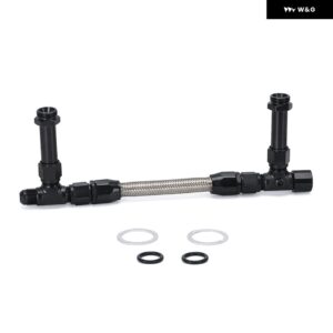 AN8 8AN 黒デュアルフィード燃料ラインデュアルフィード キャブレター 燃料ラインキット ステンレス 編組ホースホーリー 4150 キャブレター - black