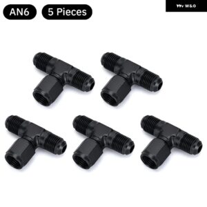アルミフレア T シャツ継手 AN6 AN8 AN10 雌雄 T シャツ側ねじ継手アダプタ黒 5 パック - AN6
