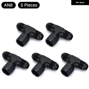 アルミフレア T シャツ継手 AN6 AN8 AN10 雌雄 T シャツ側ねじ継手アダプタ黒 5 パック - AN8