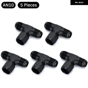 アルミフレア T シャツ継手 AN6 AN8 AN10 雌雄 T シャツ側ねじ継手アダプタ黒 5 パック - AN10