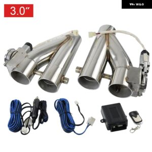 2.25 2.5 3 ダブル電気排気カットアウトキット Y パイプ 排気 制御 バルブ デュアルバルブ システム 1 ドラッグ 2 リモコン - 3.0 inch EMP87Z