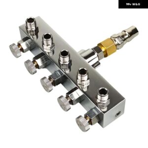 エアブラシ エアホース スプリッター エアコン プレッサー アクセサリ エアインレット付き継手 エア アウトレット - 5Heads 10.5x12x3.5cm
