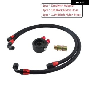 オイル フィルター サンドイッチ アダプター ブラック + ブラック G/ステンレス 編組 AN10 燃料ホースライン 1メートル + 1.2メートル - Nylon Hose